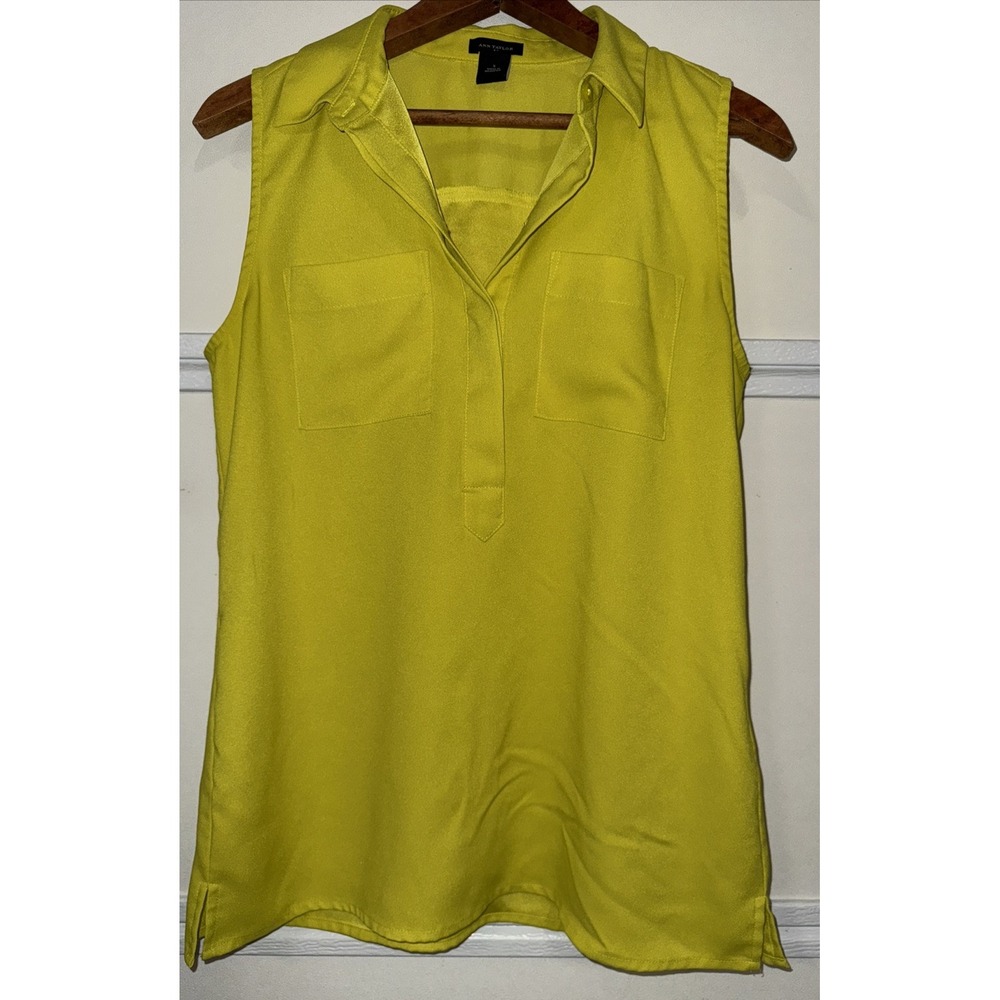 Ann Taylor Women's Blouse Top Sleeveless Yellow Small